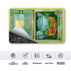 Venusaur Pokemon Card Credit Card Skin Sticker - Classic and Durable Card Cover for Pokemon Enthusiasts