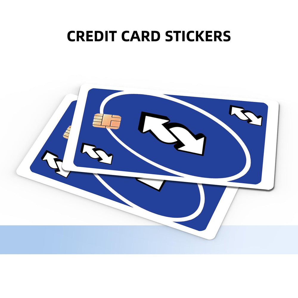 Blue Uno Reverse Card Design Credit Card Skin Sticker - Fun and Durable Card Cover for Unique Personalization