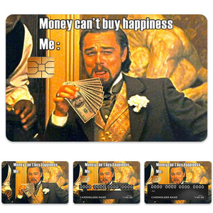 Money Can't Buy Happiness Meme Credit Card Skin Sticker - Humorous and Durable Card Cover for Personalized Style