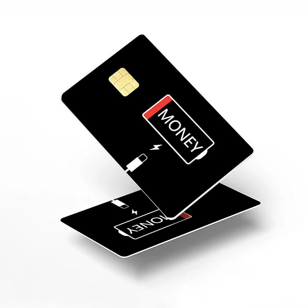 Low Battery Money Credit Card Skin - Minimalist and Durable Financial Humor Card Cover