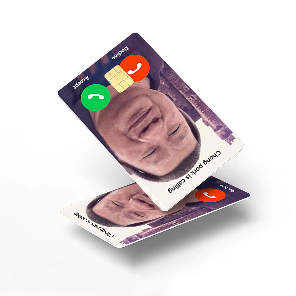 Chong Pork Is Calling Credit Card Skin - Humorous and Durable Meme-Inspired Card Cover