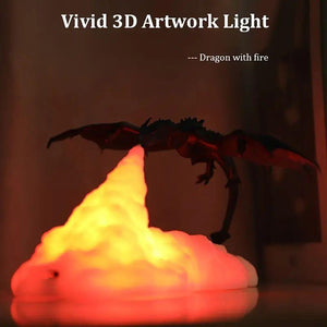 3D Volcano Dragon Design Desk Light for Gift