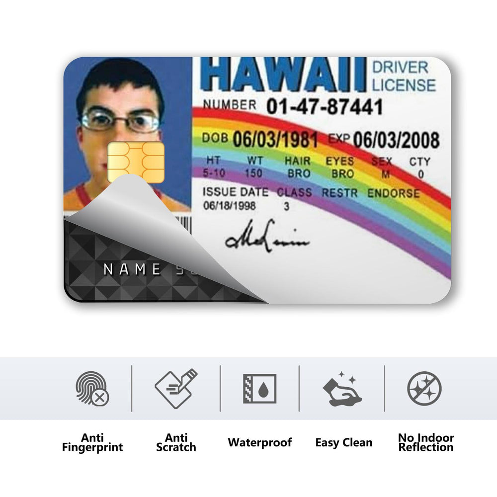 McLovin Hawaii Driver License Design Credit Card Skin Sticker - Fun and Durable Card Cover for Unique Personalization