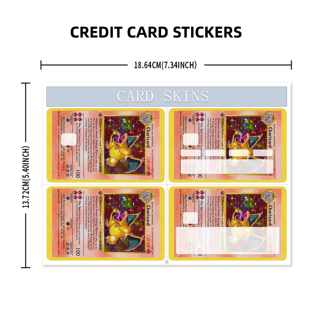 Charizard Pokemon Card Credit Card Skin Sticker - Iconic and Durable Card Cover for Fans and Collectors