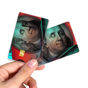 Colorful Benjamin Franklin Credit Card Skin - Bold and Durable Money-Inspired Card Cover