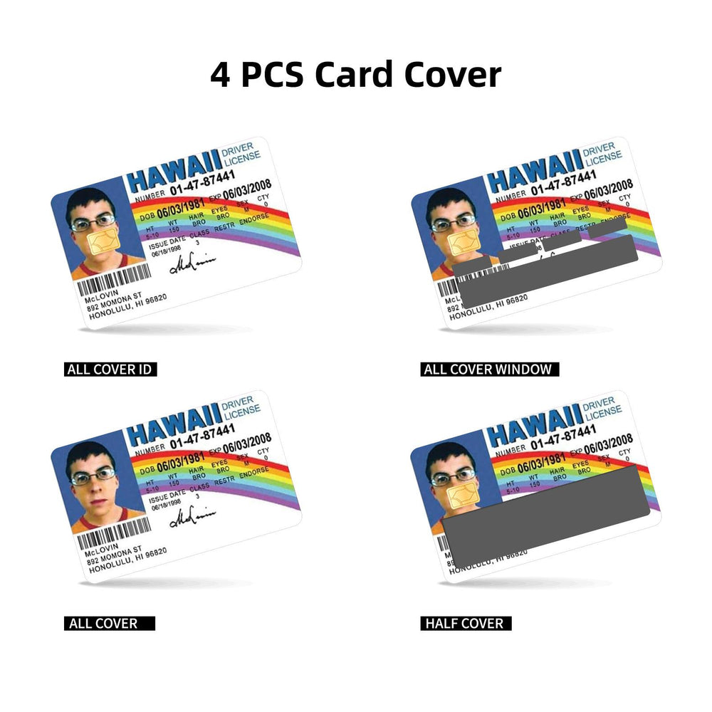 McLovin Hawaii Driver License Design Credit Card Skin Sticker - Fun and Durable Card Cover for Unique Personalization