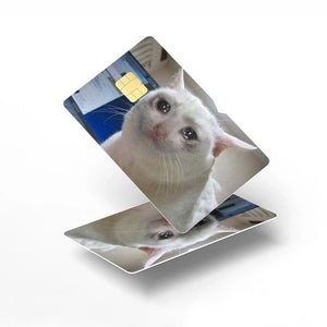 Crying Cat Meme Credit Card Skin - Funny and Durable Custom Card Cover for Personal Expression