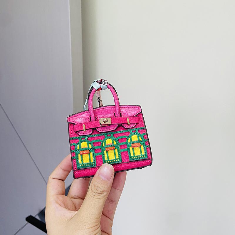 Luxury Mini Handbag Keychains – Inspired Design with Unique Window Detailing and Scarf Accent with Gift Packaging