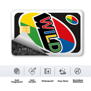 Uno Wild Card Design Credit Card Skin Sticker - Vibrant and Durable Card Cover for Unique Personalization