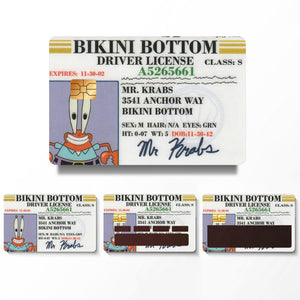 Mr. Krabs Bikini Bottom Driver License Design Credit Card Skin Sticker - Fun and Durable Card Cover