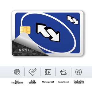 Blue Uno Reverse Card Design Credit Card Skin Sticker - Fun and Durable Card Cover for Unique Personalization