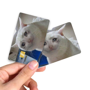 Crying Cat Meme Credit Card Skin - Funny and Durable Custom Card Cover for Personal Expression