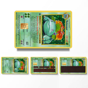 Venusaur Pokemon Card Credit Card Skin Sticker - Classic and Durable Card Cover for Pokemon Enthusiasts