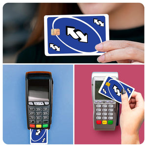 Blue Uno Reverse Card Design Credit Card Skin Sticker - Fun and Durable Card Cover for Unique Personalization