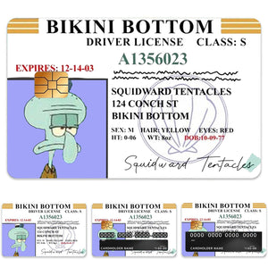 Squidward Tentacles Bikini Bottom Driver License Design Credit Card Skin Sticker