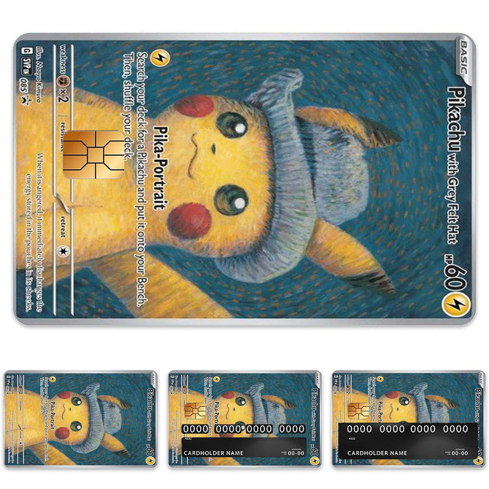 Pikachu Van Gogh Style Pokemon Card Credit Card Skin Sticker - Artistic and Durable Card Cover for Pokemon Fans