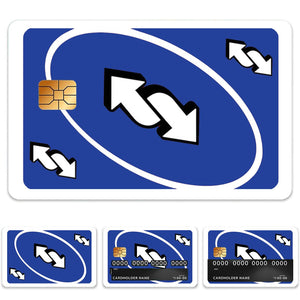 Blue Uno Reverse Card Design Credit Card Skin Sticker - Fun and Durable Card Cover for Unique Personalization