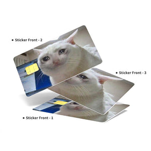 Crying Cat Meme Credit Card Skin - Funny and Durable Custom Card Cover for Personal Expression