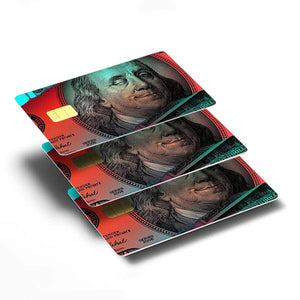 Colorful Benjamin Franklin Credit Card Skin - Bold and Durable Money-Inspired Card Cover