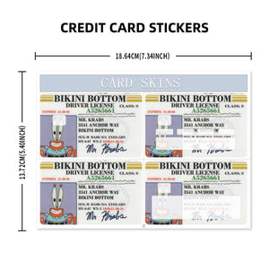 Mr. Krabs Bikini Bottom Driver License Design Credit Card Skin Sticker - Fun and Durable Card Cover