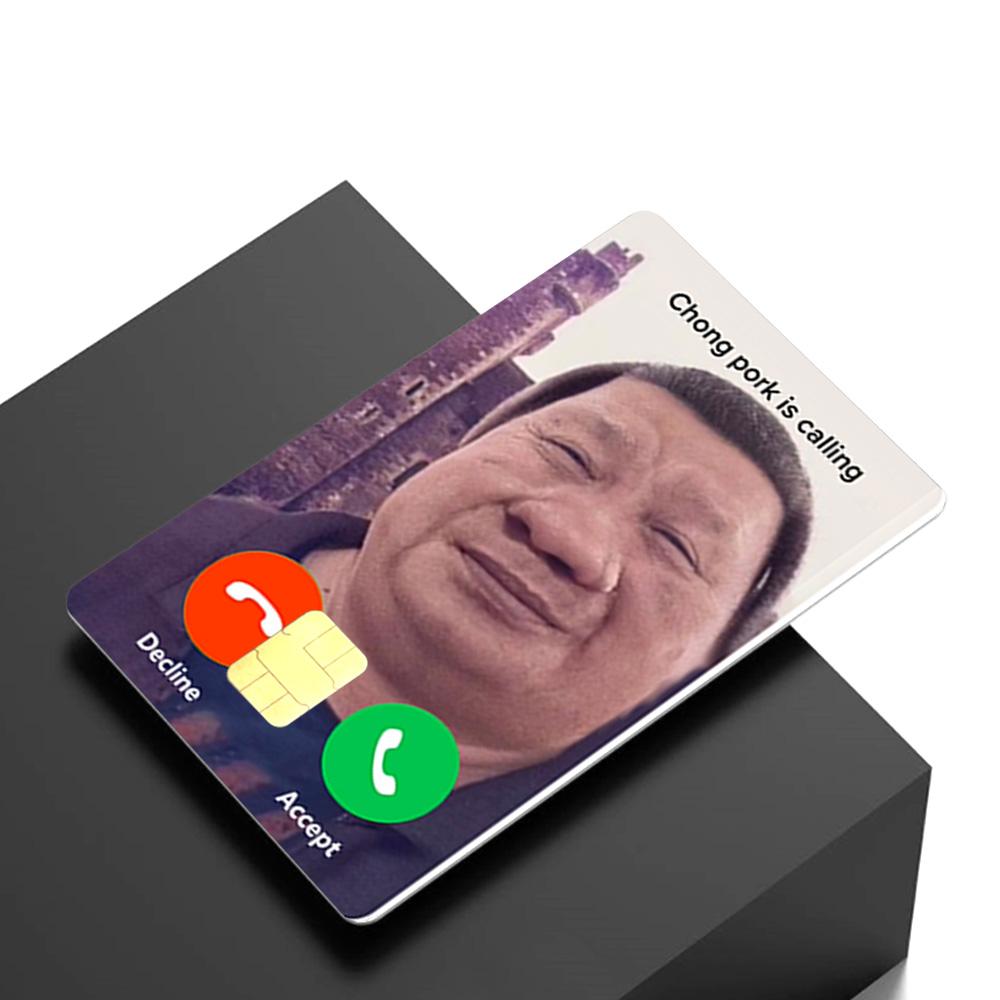 Chong Pork Is Calling Credit Card Skin - Humorous and Durable Meme-Inspired Card Cover