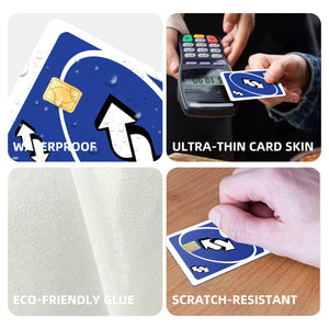 Blue Uno Reverse Card Design Credit Card Skin Sticker - Fun and Durable Card Cover for Unique Personalization