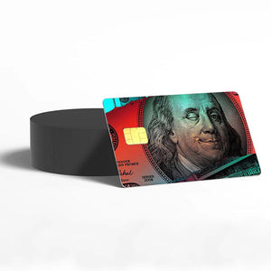 Colorful Benjamin Franklin Credit Card Skin - Bold and Durable Money-Inspired Card Cover