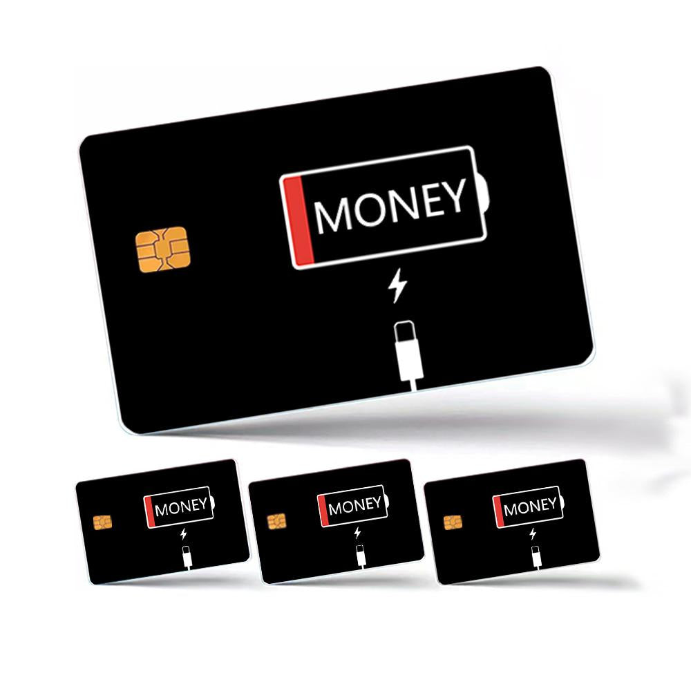 Low Battery Money Credit Card Skin - Minimalist and Durable Financial Humor Card Cover