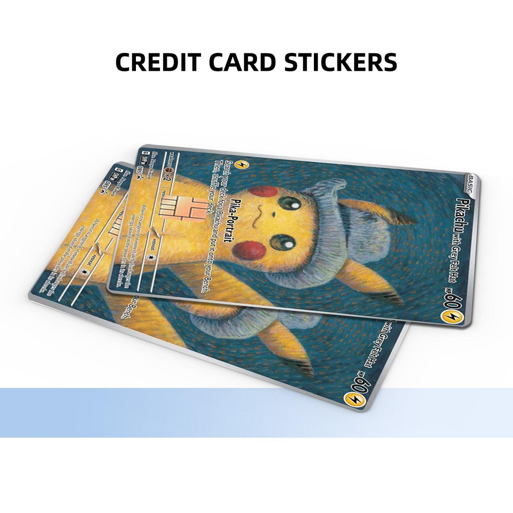 Pikachu Van Gogh Style Pokemon Card Credit Card Skin Sticker - Artistic and Durable Card Cover for Pokemon Fans