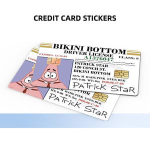 Patrick Star Bikini Bottom Driver License Design Credit Card Skin Sticker - Fun and Durable Card Cover