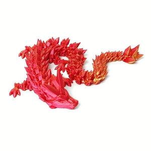 3D Printed Articulated Crystal Dragon Figurine - Multi-Color, Intricately Designed