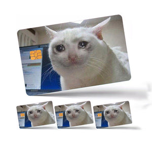 Crying Cat Meme Credit Card Skin - Funny and Durable Custom Card Cover for Personal Expression