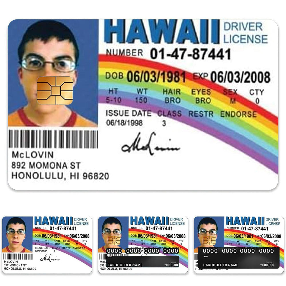 McLovin Hawaii Driver License Design Credit Card Skin Sticker - Fun and Durable Card Cover for Unique Personalization