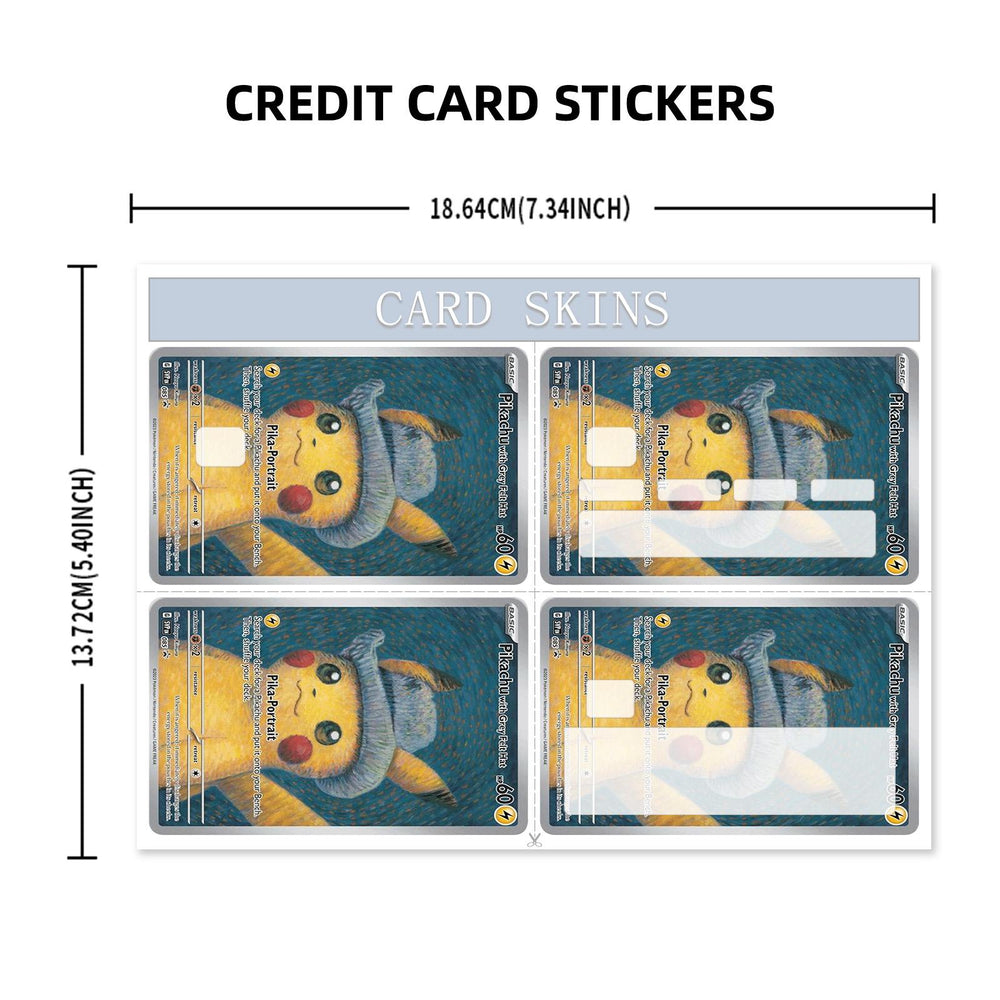 Pikachu Van Gogh Style Pokemon Card Credit Card Skin Sticker - Artistic and Durable Card Cover for Pokemon Fans