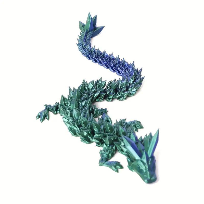 3D Printed Articulated Crystal Dragon Figurine - Multi-Color, Intricately Designed