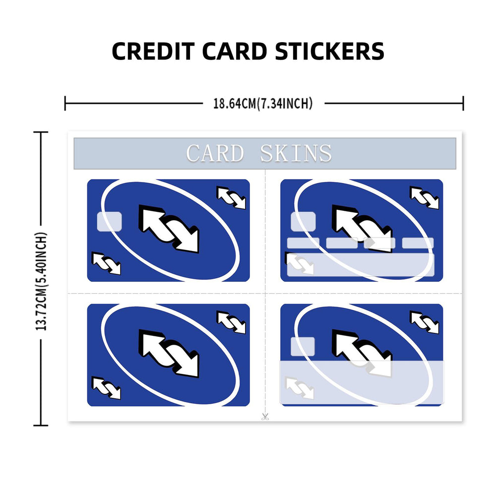 Blue Uno Reverse Card Design Credit Card Skin Sticker - Fun and Durable Card Cover for Unique Personalization